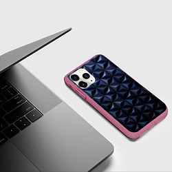 Чехол iPhone 11 Pro матовый Геометрия с синей подсветкой, цвет: 3D-малиновый — фото 2