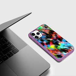Чехол iPhone 11 Pro матовый Цветные краски абстракция, цвет: 3D-фиолетовый — фото 2