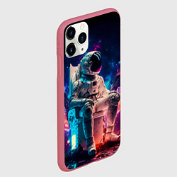 Чехол iPhone 11 Pro матовый Космонавт на чиле в сверкающем космосе, цвет: 3D-малиновый — фото 2
