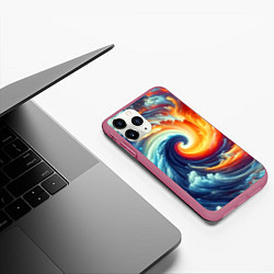 Чехол iPhone 11 Pro матовый Космическое завихрение - инь янь, цвет: 3D-малиновый — фото 2