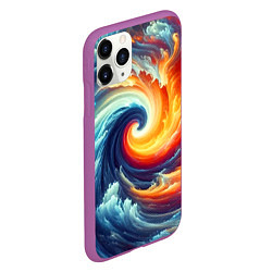 Чехол iPhone 11 Pro матовый Космическое завихрение - инь янь, цвет: 3D-фиолетовый — фото 2