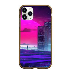 Чехол iPhone 11 Pro матовый Synthwave неоновый город