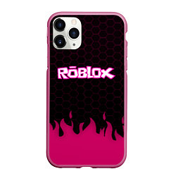 Чехол iPhone 11 Pro матовый Roblox fire pink, цвет: 3D-малиновый