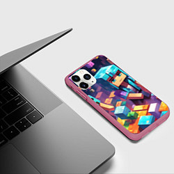 Чехол iPhone 11 Pro матовый Minecraft 2 0, цвет: 3D-малиновый — фото 2