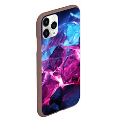 Чехол iPhone 11 Pro матовый Синие и фиолетовые камни текстура, цвет: 3D-коричневый — фото 2