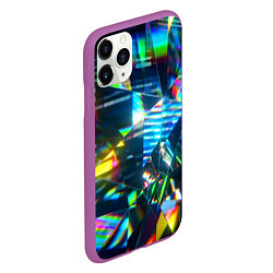 Чехол iPhone 11 Pro матовый Глитч эффект на стекле, цвет: 3D-фиолетовый — фото 2