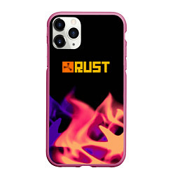 Чехол iPhone 11 Pro матовый RUST neon fire, цвет: 3D-малиновый