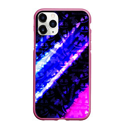 Чехол iPhone 11 Pro матовый Marshmello neon steel