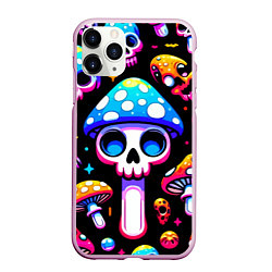 Чехол iPhone 11 Pro матовый Ice cream skull and fly agaric - ai art fantasy, цвет: 3D-розовый