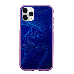 Чехол iPhone 11 Pro матовый Синяя топография, цвет: 3D-фиолетовый