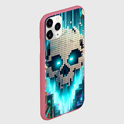 Чехол iPhone 11 Pro матовый Minecraft skull - ai art fantasy, цвет: 3D-малиновый — фото 2