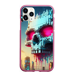 Чехол iPhone 11 Pro матовый Cool pixel skull - ai art fantasy