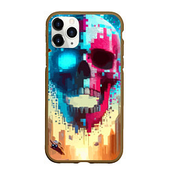 Чехол iPhone 11 Pro матовый Cool vanguard neon cyber skull - ai art