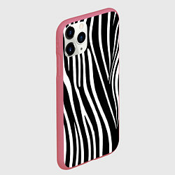 Чехол iPhone 11 Pro матовый Полоски зебры, цвет: 3D-малиновый — фото 2