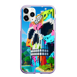 Чехол iPhone 11 Pro матовый Minecraft skull - ai art fantasy