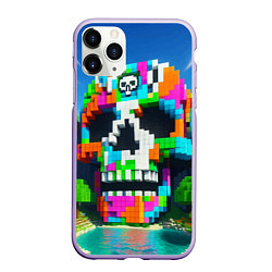 Чехол iPhone 11 Pro матовый Minecraft landscape with skull - ai art fantasy