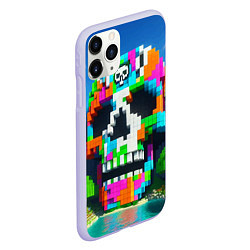 Чехол iPhone 11 Pro матовый Minecraft landscape with skull - ai art fantasy, цвет: 3D-светло-сиреневый — фото 2