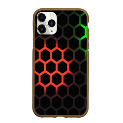 Чехол iPhone 11 Pro матовый Hexagon neon