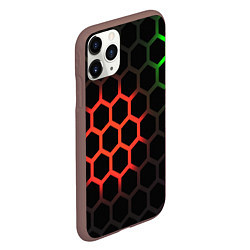 Чехол iPhone 11 Pro матовый Hexagon neon, цвет: 3D-коричневый — фото 2