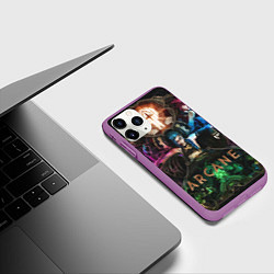 Чехол iPhone 11 Pro матовый Джинкс Вай и Силко Аркейн, цвет: 3D-фиолетовый — фото 2