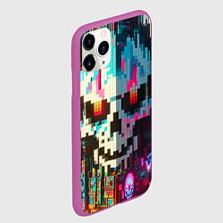 Чехол iPhone 11 Pro матовый Череп-небоскрёб Майнкрафт, цвет: 3D-фиолетовый — фото 2