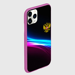 Чехол iPhone 11 Pro матовый Россия неоновые волны, цвет: 3D-фиолетовый — фото 2