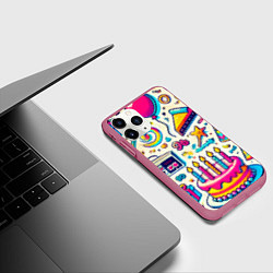 Чехол iPhone 11 Pro матовый Праздник 90х игры сладости и ностальгия, цвет: 3D-малиновый — фото 2