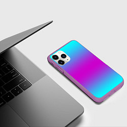 Чехол iPhone 11 Pro матовый Градиент неоновые цвета, цвет: 3D-фиолетовый — фото 2