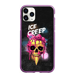 Чехол iPhone 11 Pro матовый Ice creep - рожок мороженого черепа