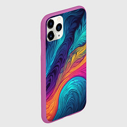 Чехол iPhone 11 Pro матовый Перья эбру абстракция, цвет: 3D-фиолетовый — фото 2