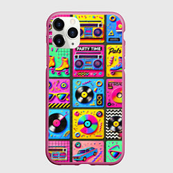 Чехол iPhone 11 Pro матовый Вибрации 90-х вечеринка в стиле ретро, цвет: 3D-малиновый