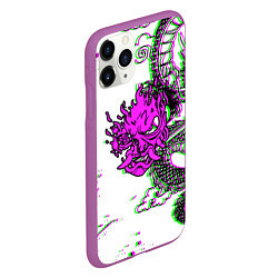 Чехол iPhone 11 Pro матовый Cyberpunk neon dragon, цвет: 3D-фиолетовый — фото 2