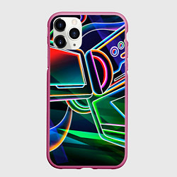 Чехол iPhone 11 Pro матовый Неоновая психоделика геймер, цвет: 3D-малиновый