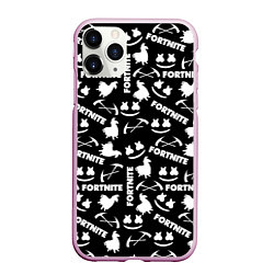 Чехол iPhone 11 Pro матовый Fortnite black pattern