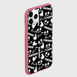 Чехол iPhone 11 Pro матовый Fortnite black pattern, цвет: 3D-малиновый — фото 2