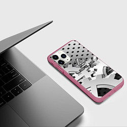 Чехол iPhone 11 Pro матовый Lexus carbon steel, цвет: 3D-малиновый — фото 2