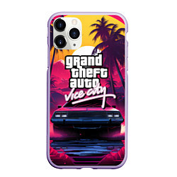 Чехол iPhone 11 Pro матовый Grand Theft Auto VI - автомобиль на закате