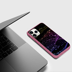 Чехол iPhone 11 Pro матовый Неоновые светящиеся линии и точки, цвет: 3D-малиновый — фото 2
