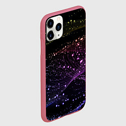 Чехол iPhone 11 Pro матовый Неоновые светящиеся линии и точки, цвет: 3D-малиновый — фото 2