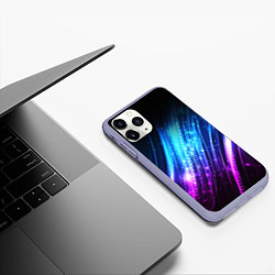 Чехол iPhone 11 Pro матовый Неоновые звёзды текстура, цвет: 3D-светло-сиреневый — фото 2