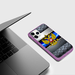 Чехол iPhone 11 Pro матовый Нано Россия герб, цвет: 3D-фиолетовый — фото 2