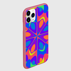 Чехол iPhone 11 Pro матовый Оптический узор красочная мозаика, цвет: 3D-малиновый — фото 2