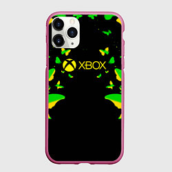 Чехол iPhone 11 Pro матовый Xbox бабочки, цвет: 3D-малиновый