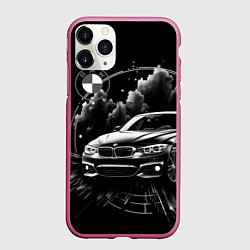 Чехол iPhone 11 Pro матовый BMW абстрактный стиль, цвет: 3D-малиновый