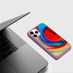 Чехол iPhone 11 Pro матовый Жидкие цветные краски, цвет: 3D-фиолетовый — фото 2