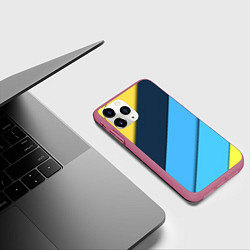 Чехол iPhone 11 Pro матовый Линии геометрия, цвет: 3D-малиновый — фото 2