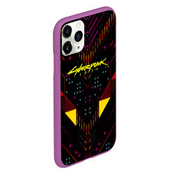 Чехол iPhone 11 Pro матовый Cyberpunk2077 geometry, цвет: 3D-фиолетовый — фото 2