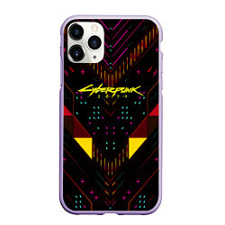 Чехол iPhone 11 Pro матовый Cyberpunk2077 geometry, цвет: 3D-светло-сиреневый