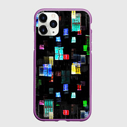 Чехол iPhone 11 Pro матовый Окна ночного города, цвет: 3D-фиолетовый