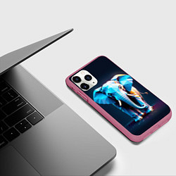 Чехол iPhone 11 Pro матовый Синий геометрический слон, цвет: 3D-малиновый — фото 2